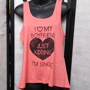 🌵#305 coral pink boyfriend tank sz Jr L/XL